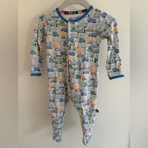 Magnetic Me Blue and Green Vehicle Print Footie